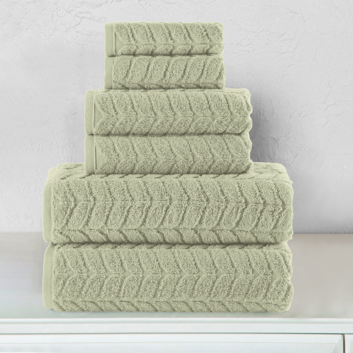 Elegant Comfort 6-Piece Turkish Cotton Braided Towel Set, 2 Washcloths, 2 Hand Towels and 2 Bath Towels