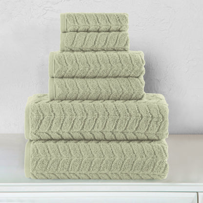 Elegant Comfort 6-Piece Turkish Cotton Braided Towel Set, 2 Washcloths, 2 Hand Towels and 2 Bath Towels