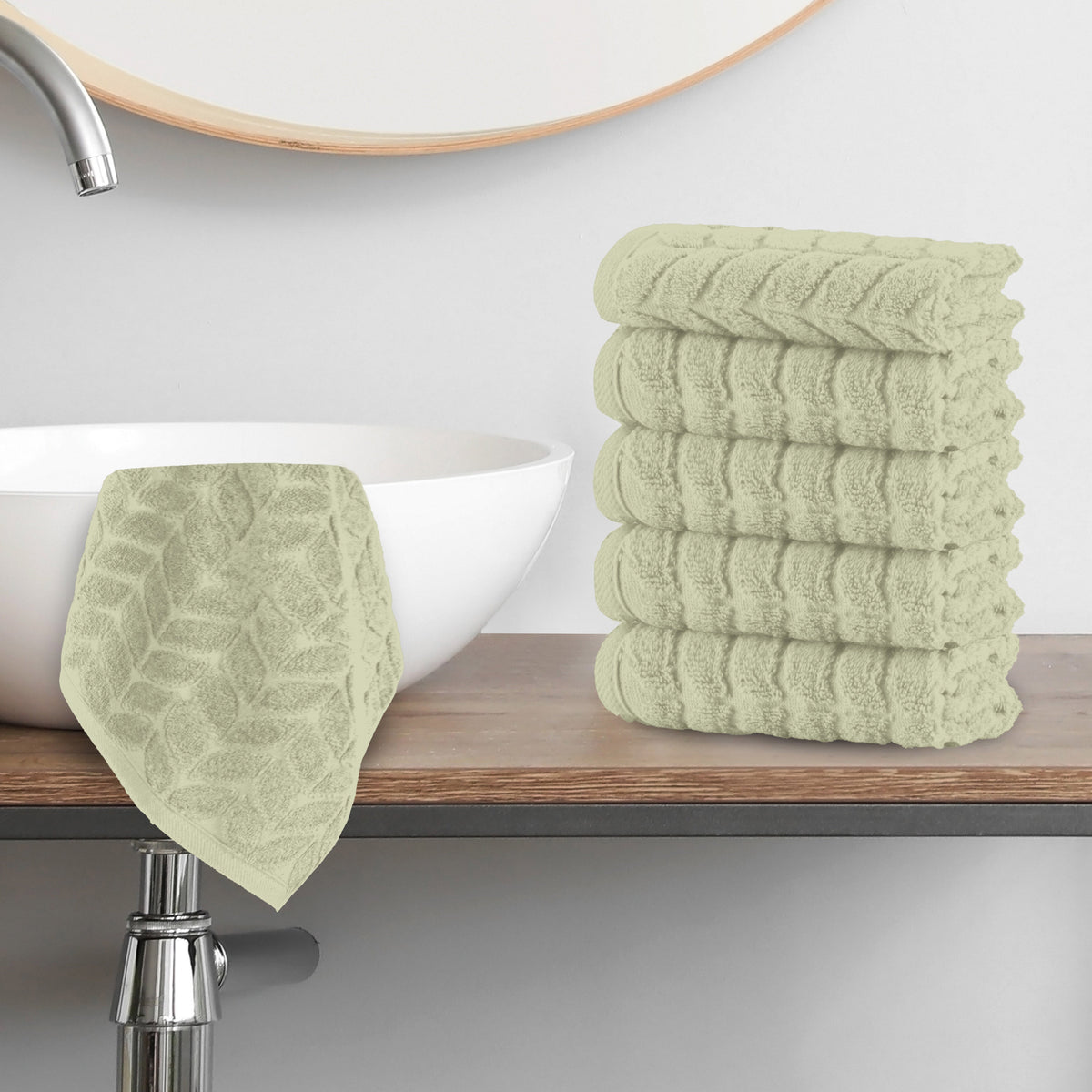 Elegant Comfort 6-Pack Premium Turkish Cotton Braided Washcloths Set, 13 x 13 inch