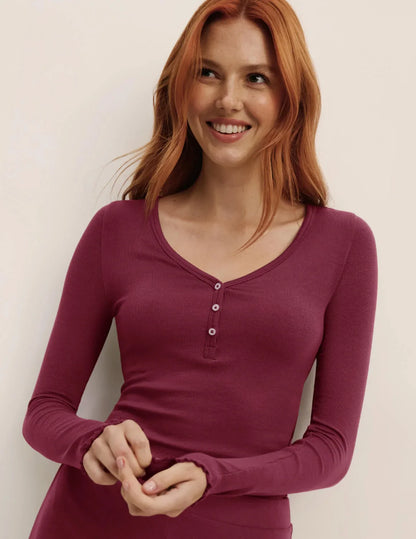 Modal Rib Long Sleeve Henley