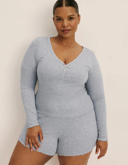 Modal Rib Long Sleeve Henley - Last Call
