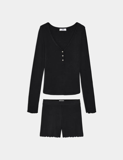 Modal Rib Henley Sleep Set