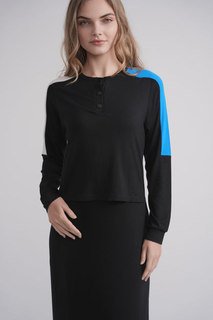 Colorblock Shoulder Nursing Nightgown