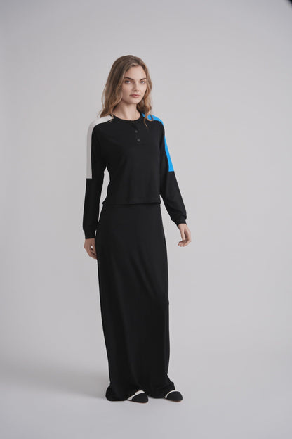 Colorblock Shoulder Nursing Nightgown