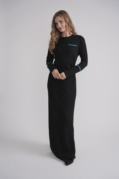 Embroidered Stitch Nursing Nightgown