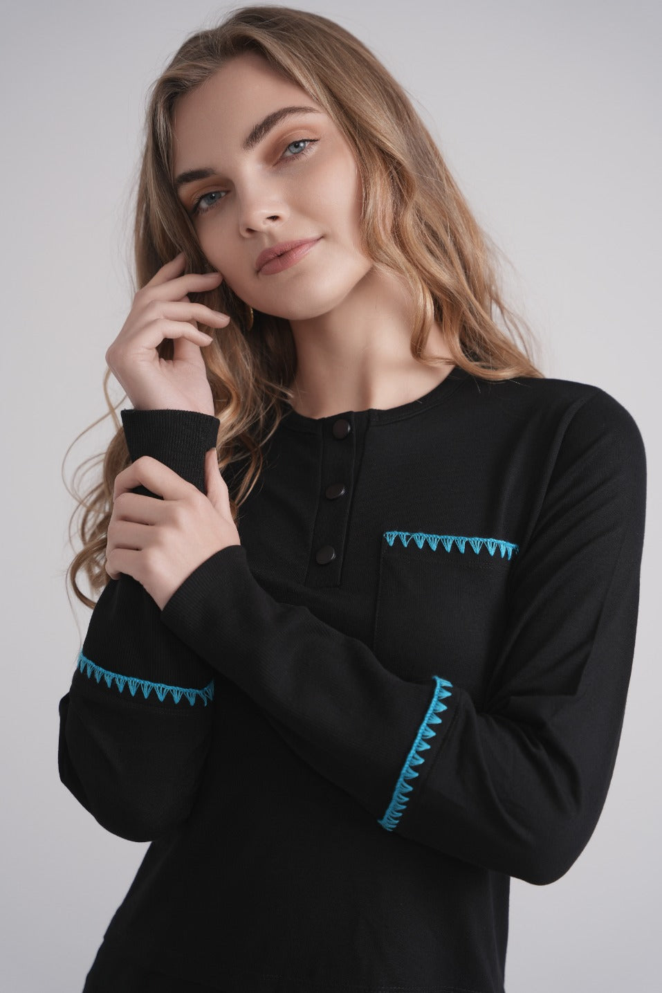 Embroidered Stitch Nursing Nightgown