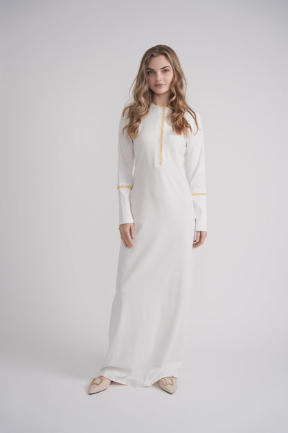 Embroidered Stitch Nightgown - White