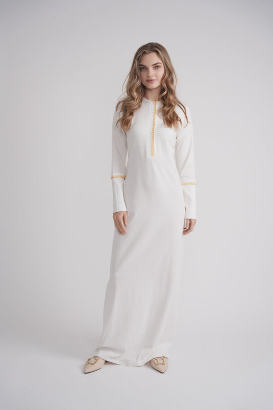 Embroidered Stitch Nightgown - White
