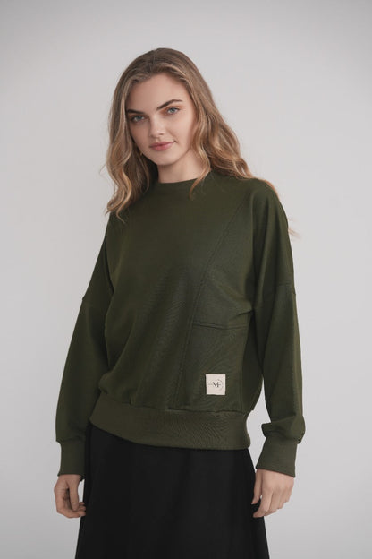 French Terry Sweatshirt with Logo - Khaki