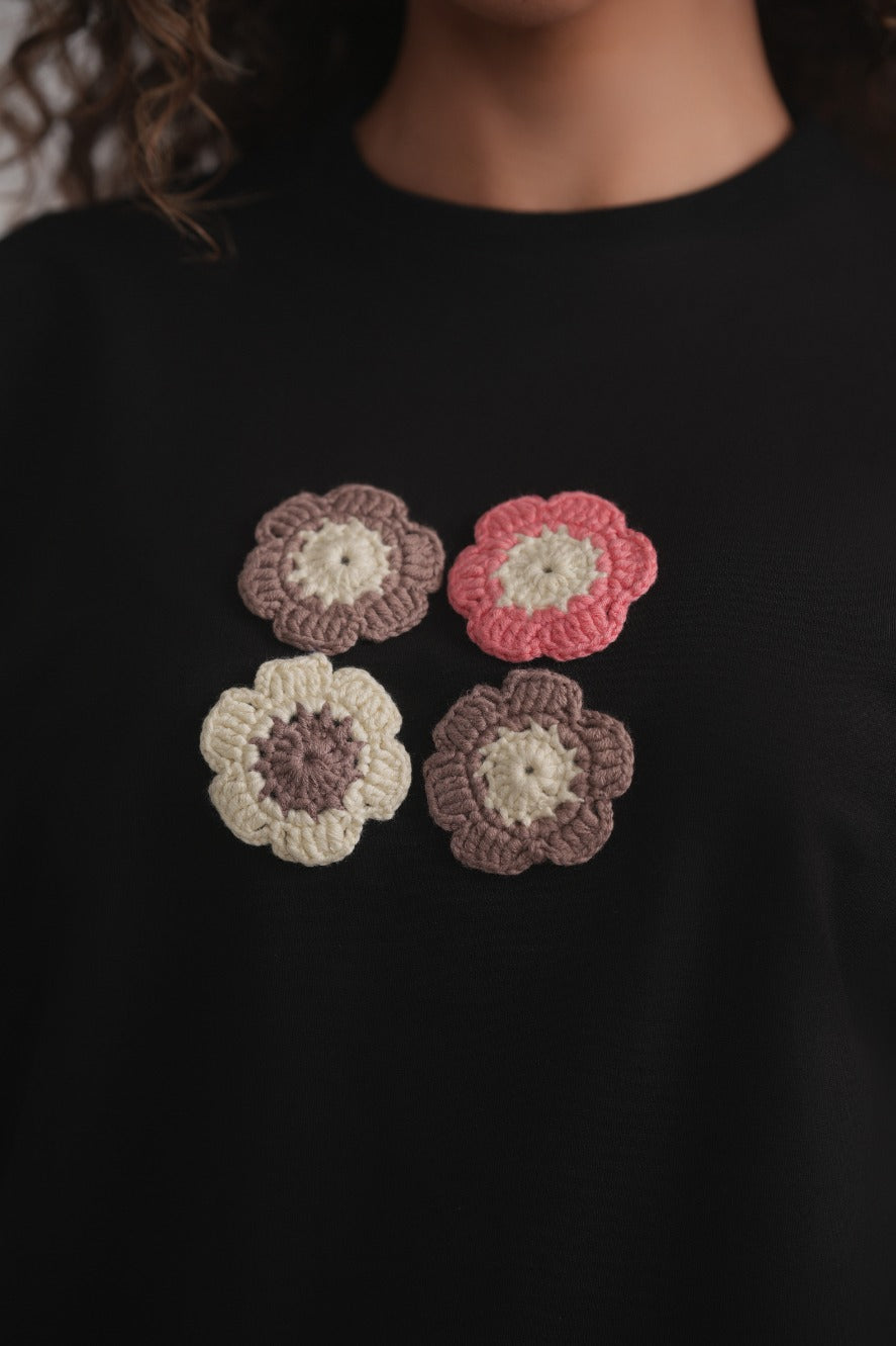 Crochet Flower Sweatshirt