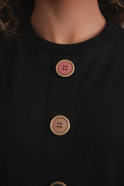 French Terry Button Sweatshirt