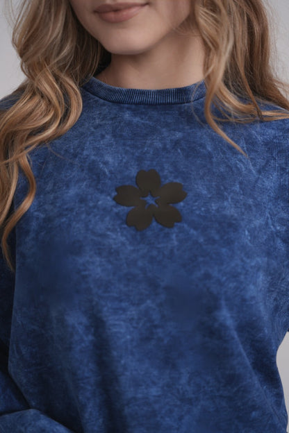 Acid Wash Dolman Sweatshirt - Blue