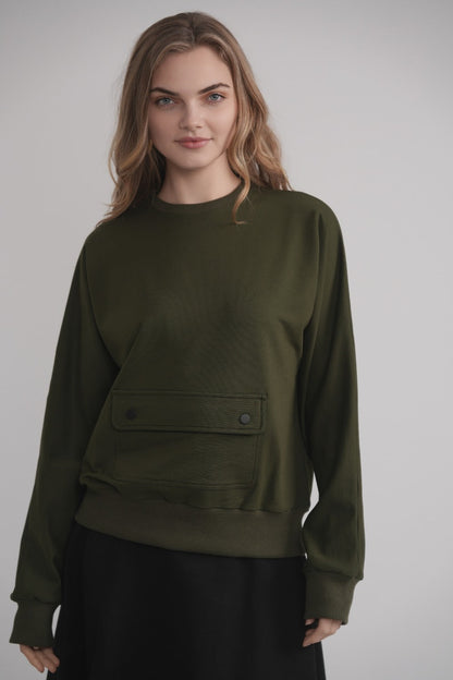 Front Pocket Sweatshirt - Khaki