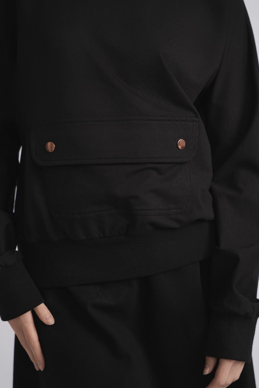 Front Pocket Sweatshirt - Black