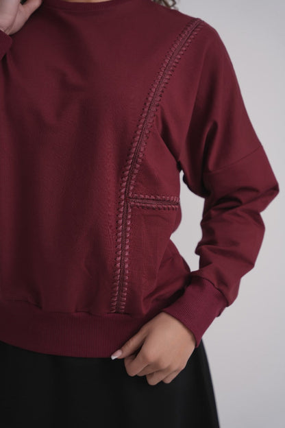 Burgundy Triangle Stitch Sweatshirt