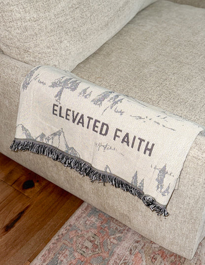 Elevated Faith Mountainscape Throw Blanket
