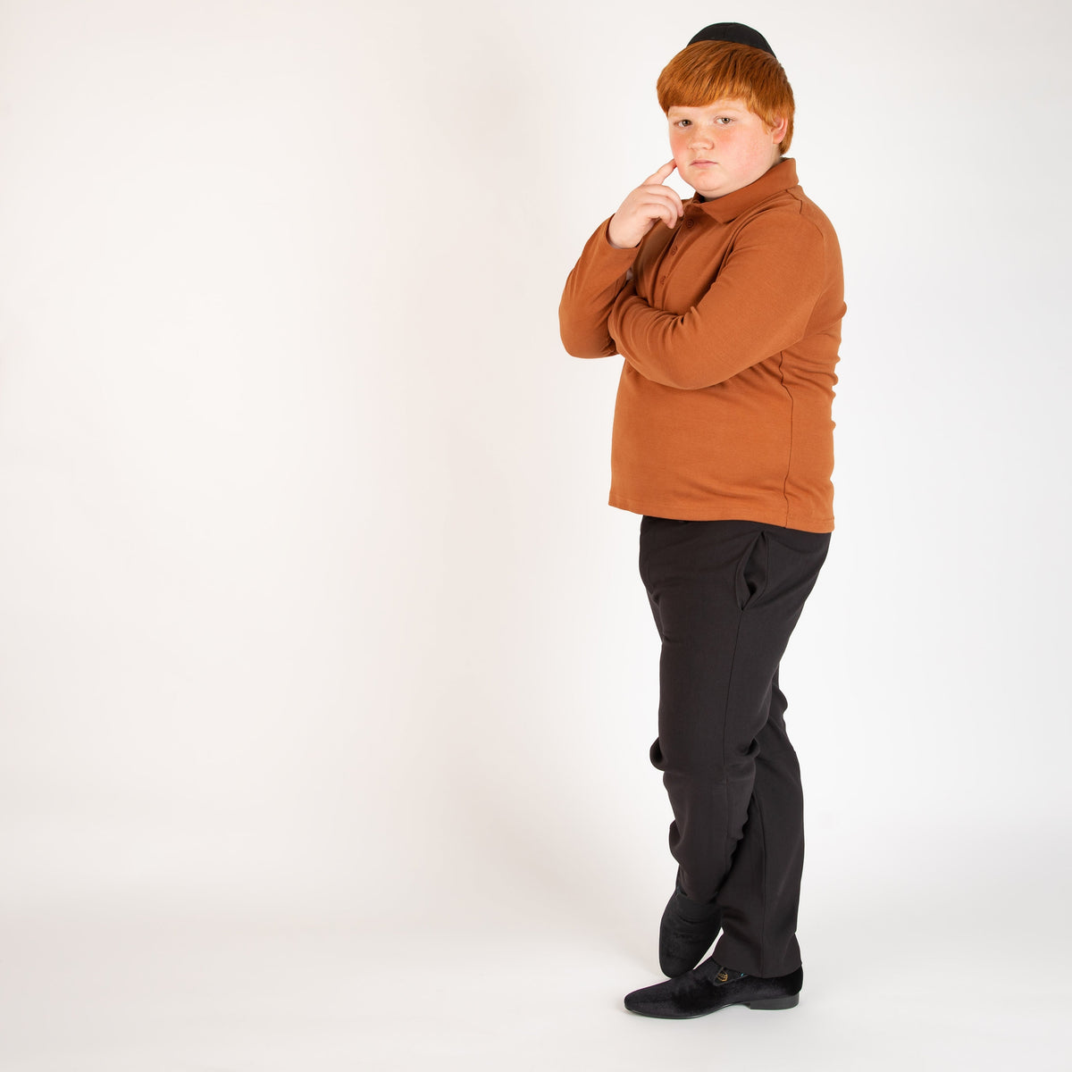 Cinnamon Solid Polo (Long Sleeve)
