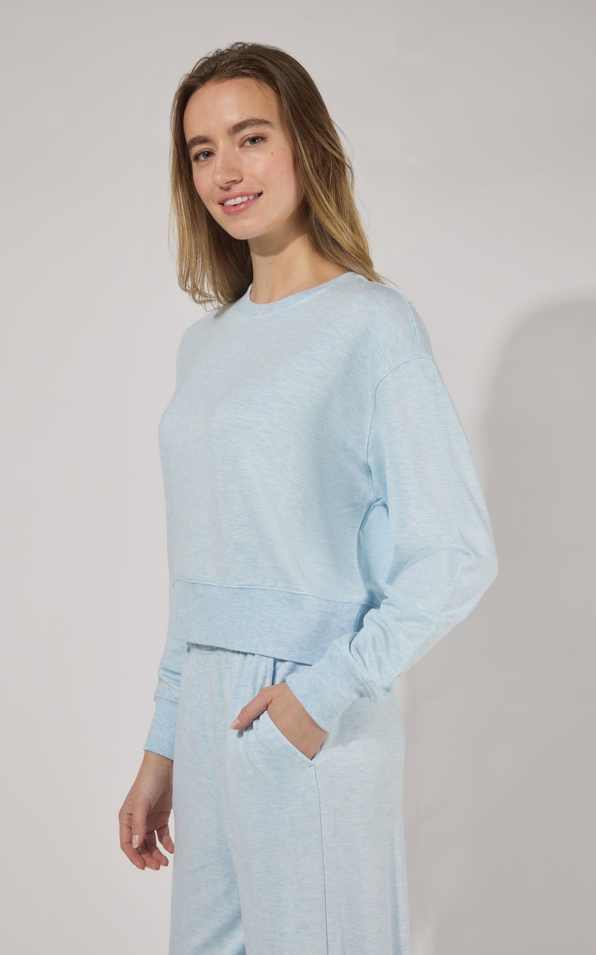 90 Degree by Reflex Modal Terry Crew Long Sleeve