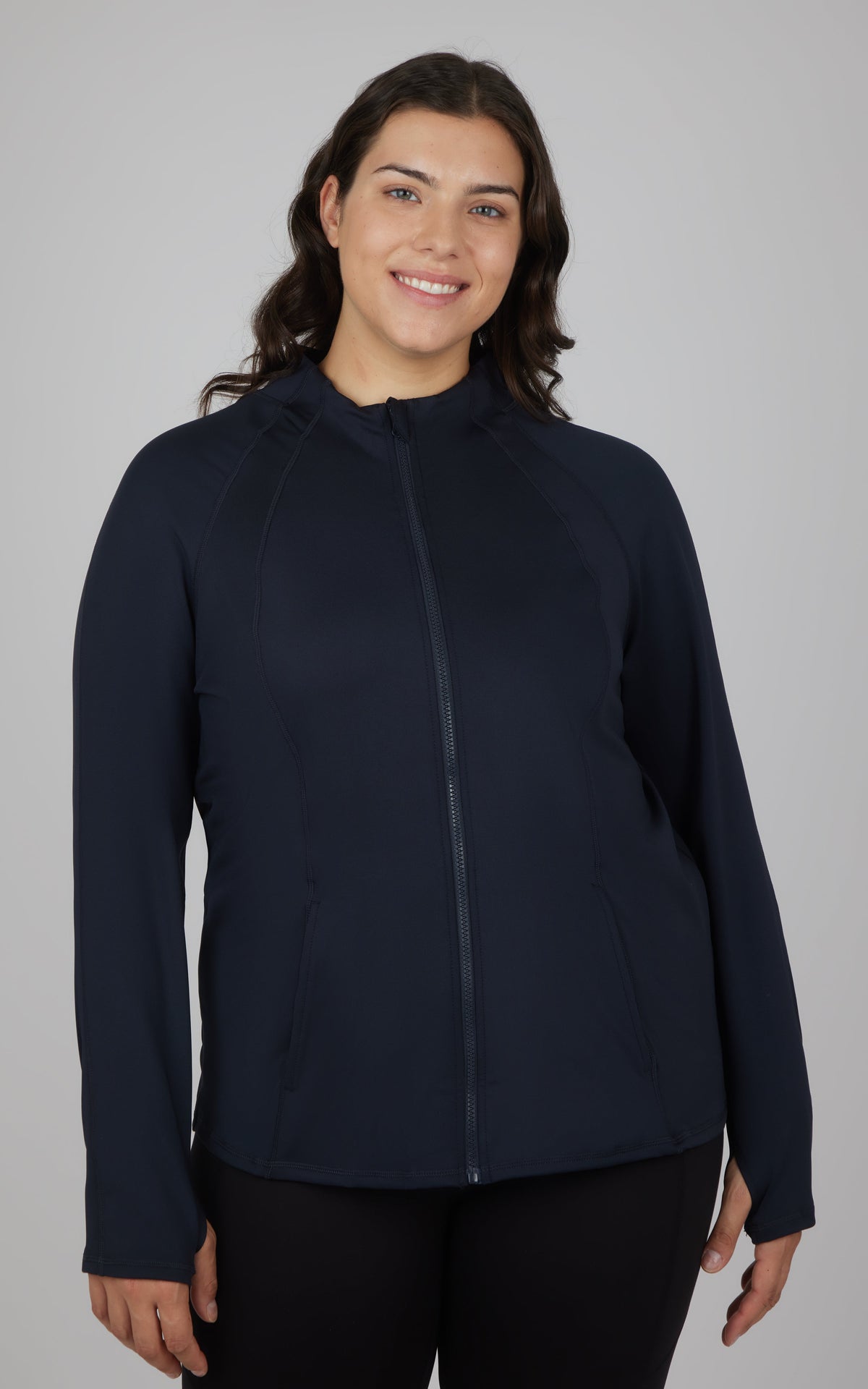 90 Degree by Reflex Plus Flared Bottom Full Zip Jacket