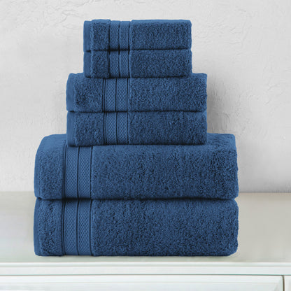 Elegant Comfort 6-Piece Turkish Cotton Three Line Popcorn Towel Set, 2 Washcloths, 2 Hand Towels and 2 Bath Towels