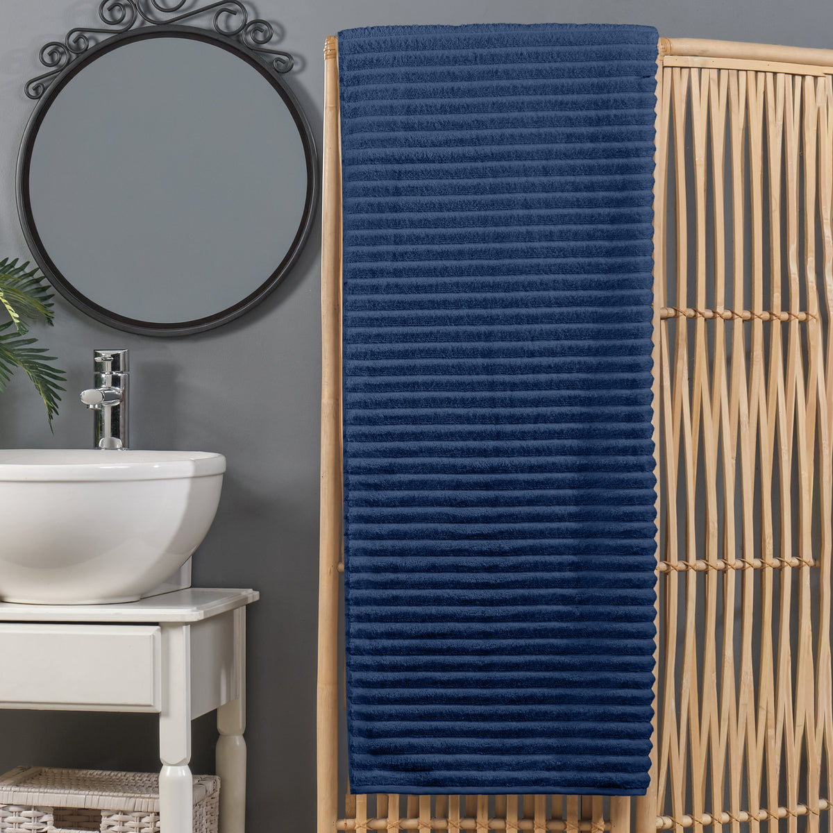 Elegant Comfort 1-Piece Premium Turkish Cotton Corduroy Stripe Oversized Bath Sheet Towel 40 x 80 Inch
