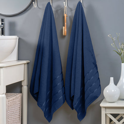 Elegant Comfort 2-Pack Premium Turkish Cotton 4 Lines Stripe Bath Towel Set, 27 x 54 inch