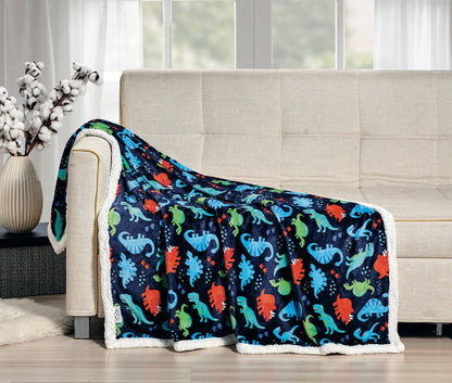 Elegant Comfort 50" x 60" Printed Sherpa Back Throw