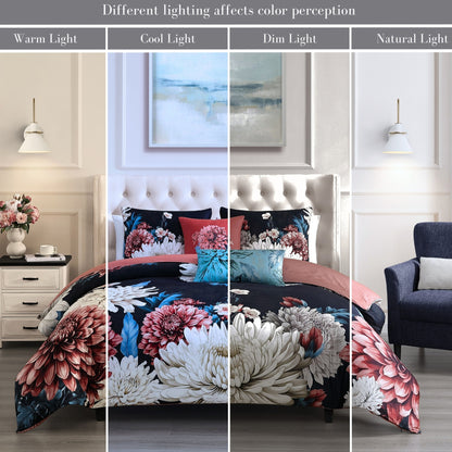 Bebejan Navy Mums 5 Piece Reversible Comforter Set