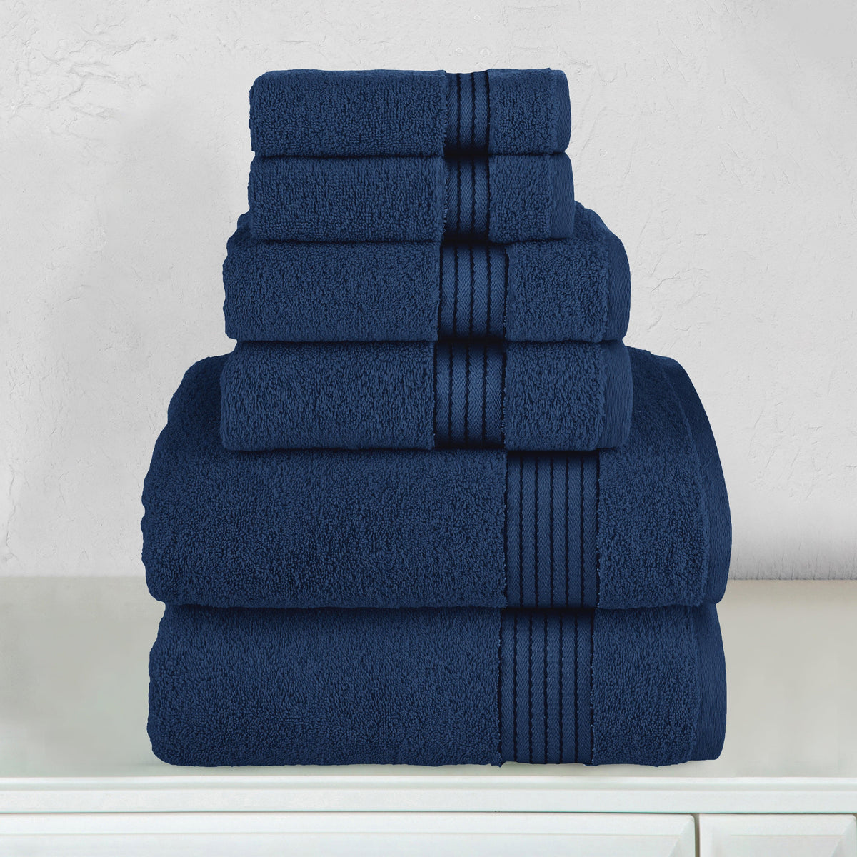 Elegant Comfort 6-Piece Turkish Cotton Towel Set, 2 Washcloths, 2 Hand Towels and 2 Bath Towels