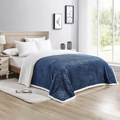 Elegant Comfort Corduroy Design Luxury Sherpa Blanket