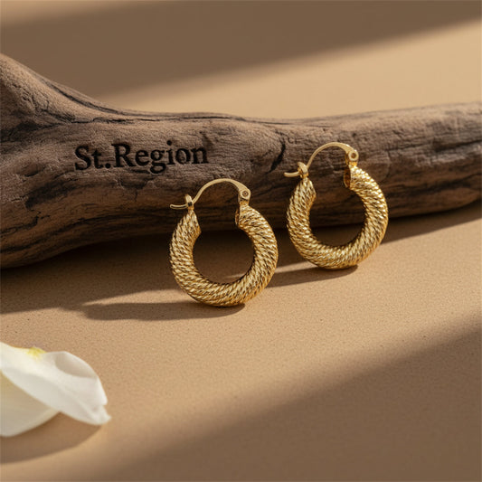 18k Gold Plated Braided Hoop Earrings