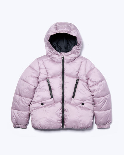 Girls Silk Shine Puffer Jacket - Dusty Grape