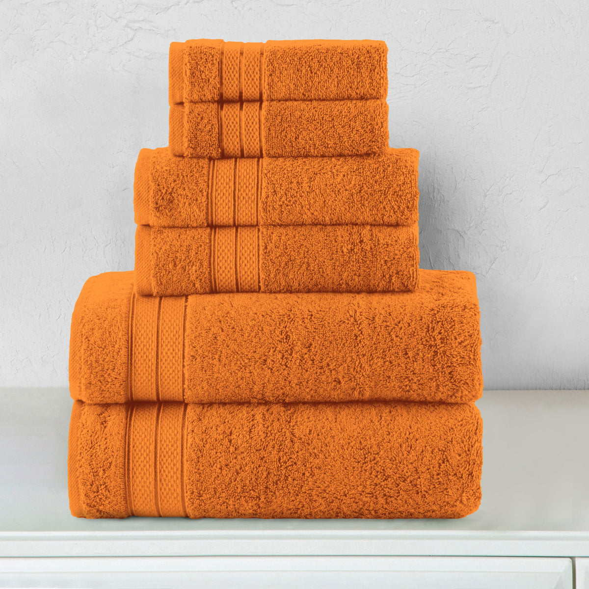 Elegant Comfort 6-Piece Turkish Cotton Three Line Popcorn Towel Set, 2 Washcloths, 2 Hand Towels and 2 Bath Towels