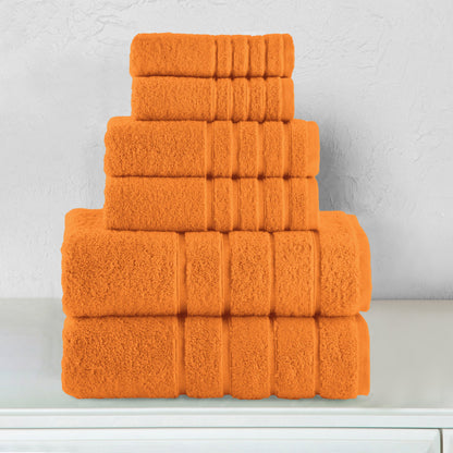 Elegant Comfort 6-Piece Turkish Cotton 4 Lines Stripe Towel Set, 2 Washcloths, 2 Hand Towels and 2 Bath Towels