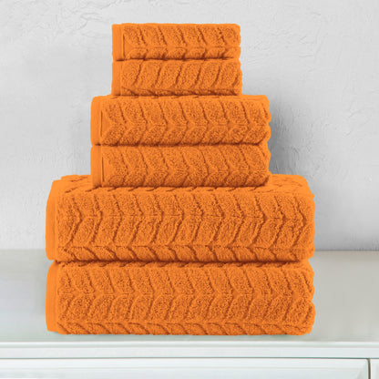 Elegant Comfort 6-Piece Turkish Cotton Braided Towel Set, 2 Washcloths, 2 Hand Towels and 2 Bath Towels
