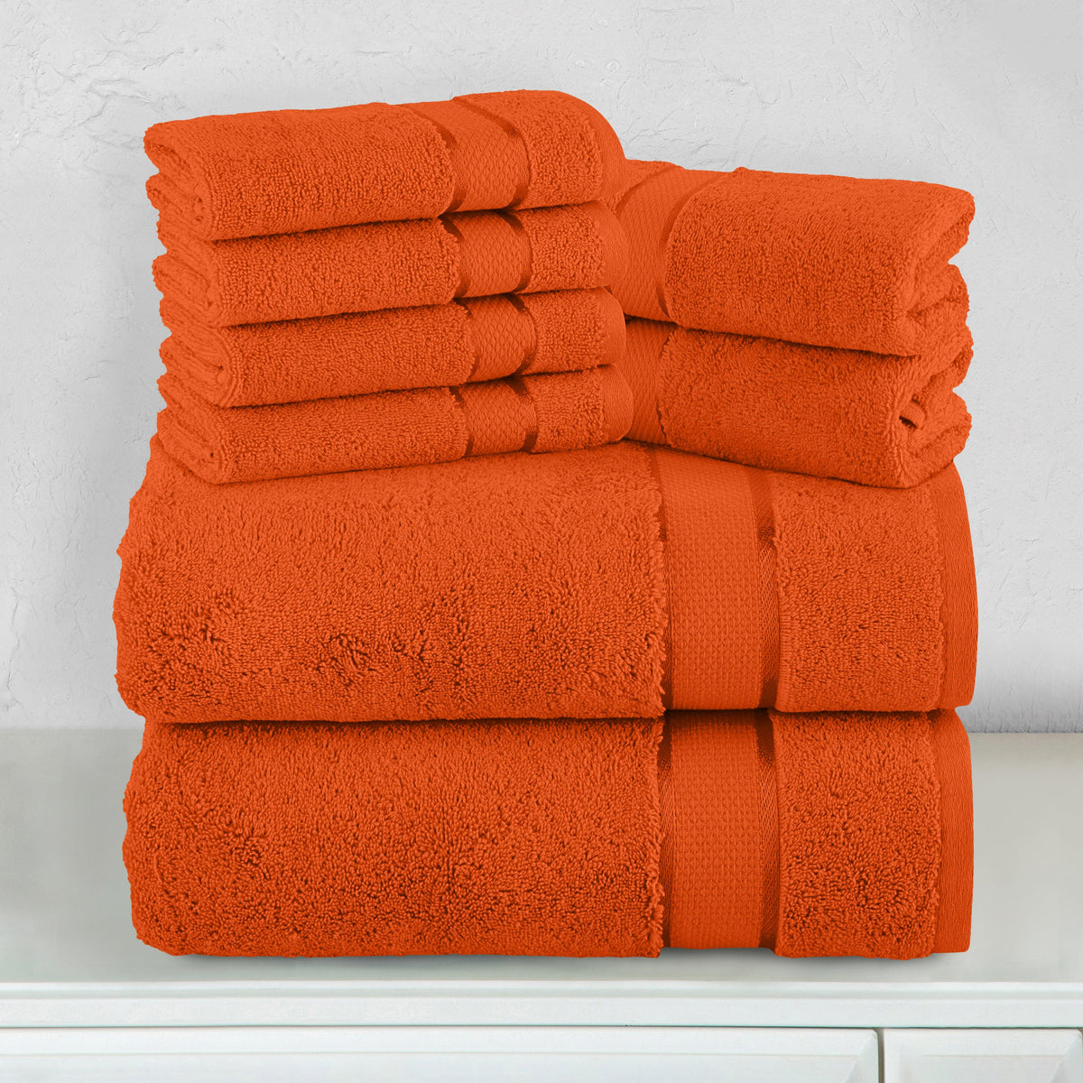 Elegant Comfort 8-Piece Turkish Cotton Towel Set, 4 Washcloths, 2 Hand Towels and 2 Bath Towels