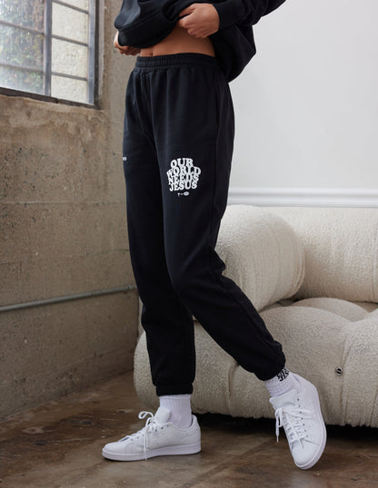Elevated Faith Our World Needs Jesus Black Unisex Sweatpant