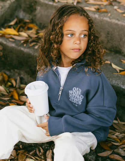 Elevated Faith Our World Needs Jesus Kids Half-Zip