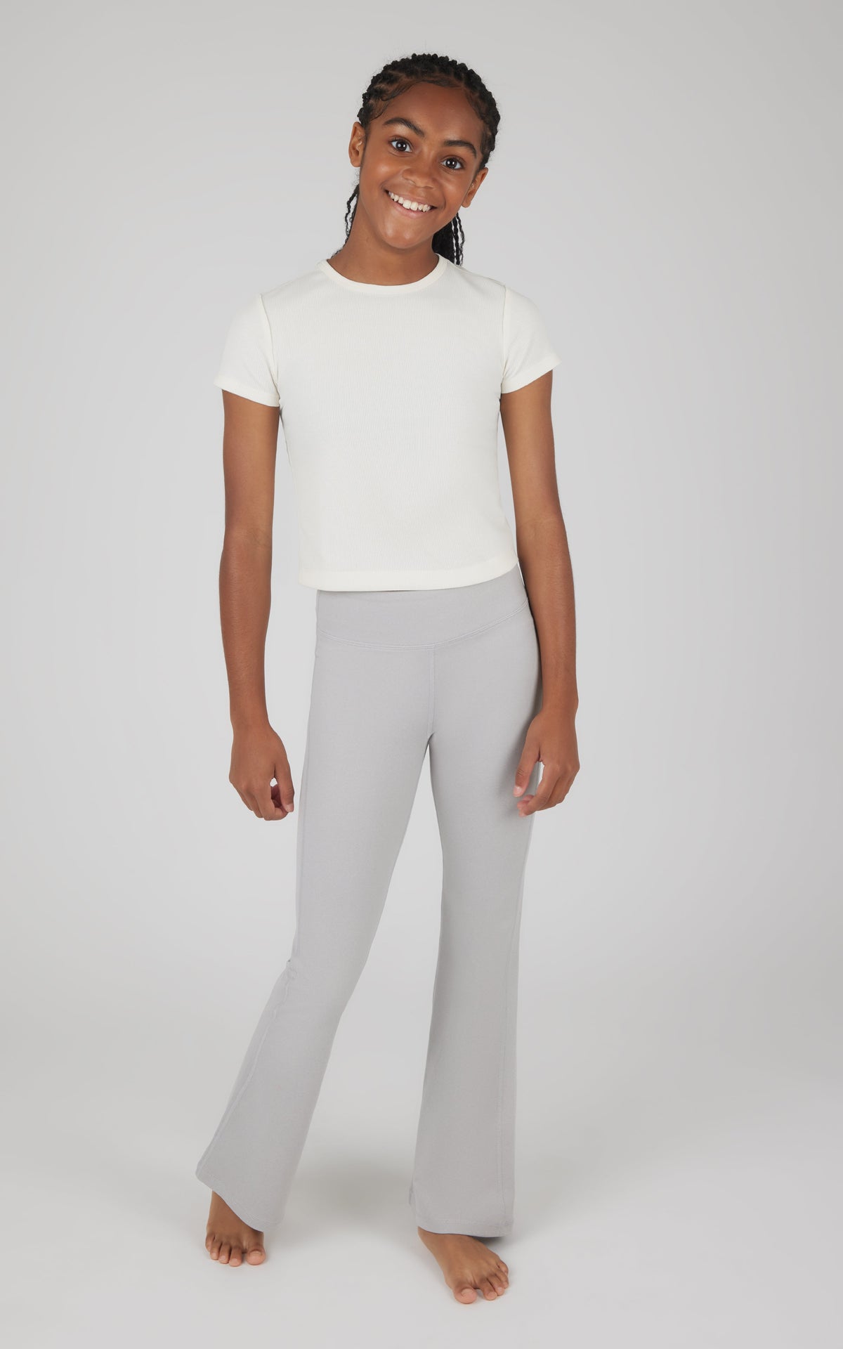 90 Degree by Reflex Girls 2 Pack Interlock Everyday Full Length Legging and Everyday Interlock High Waist Flared Pant