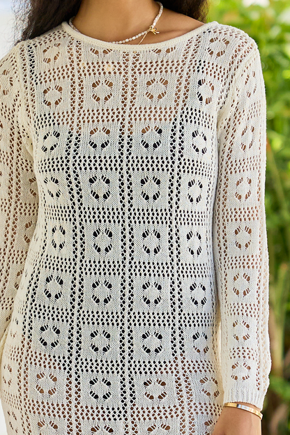 Being Shady Natural Open Knit Midi Cover Up