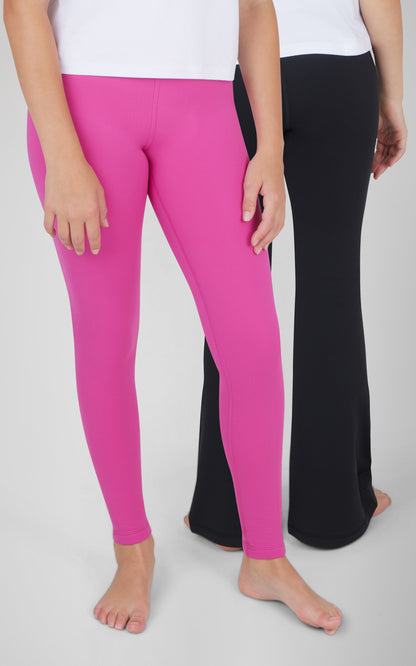 90 Degree by Reflex Girls 2 Pack Polarlux Everyday Full Length Tight and Polarlux Everyday Flared Leg Pant