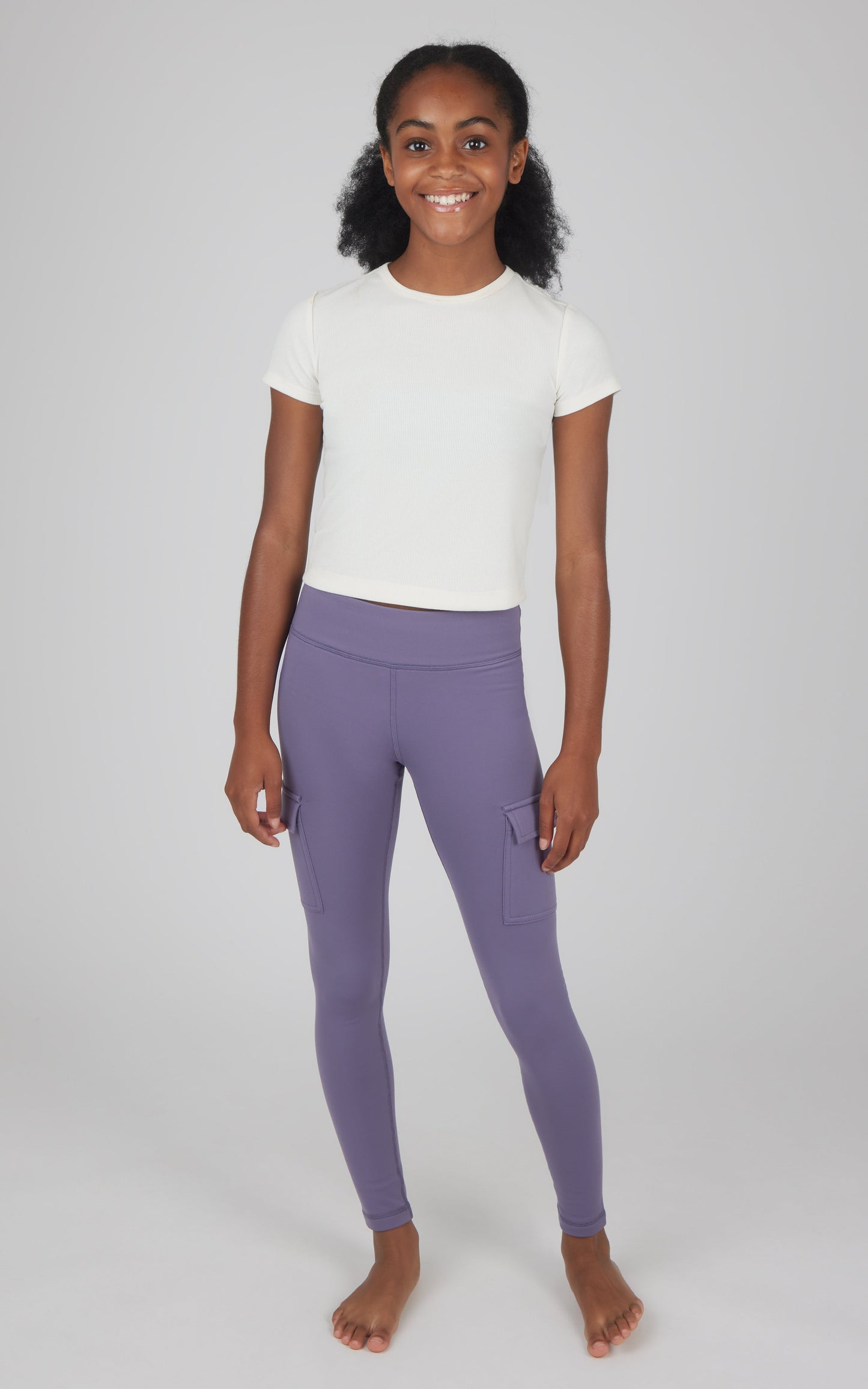 90 Degree by Reflex Girls 2 PK Polarlux Everyday Cargo Pocket Legging + Everyday Basic Legging