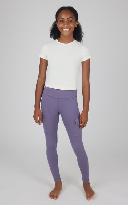 90 Degree by Reflex Girls 2 PK Polarlux Everyday Cargo Pocket Legging + Everyday Basic Legging