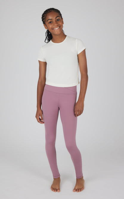 90 Degree by Reflex Girls 2 Pack Polarlux Madison Basic Crossover Waist Legging and Polarlux Everday Ankle Legging