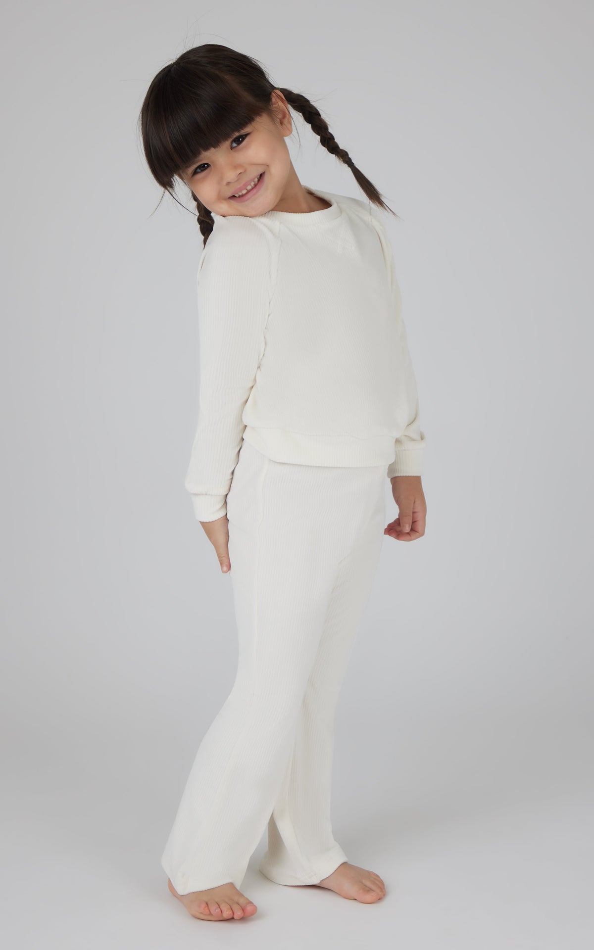 90 Degree by Reflex 4-6X 2 PC Ribbed Velour Top and Flare Leg Pant