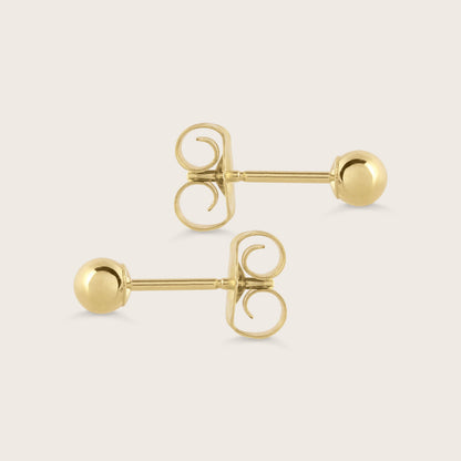 14k Yellow Gold Sphere Stud Earrings