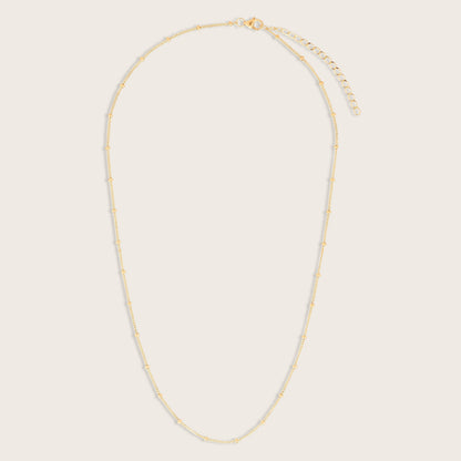 14k Yellow Gold Station Bead Chain Necklace
