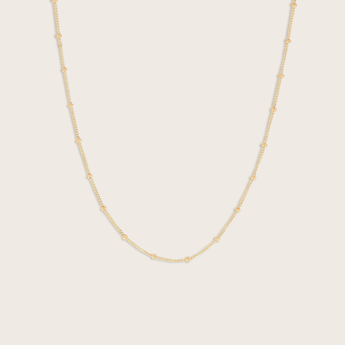 14k Yellow Gold Station Bead Chain Necklace