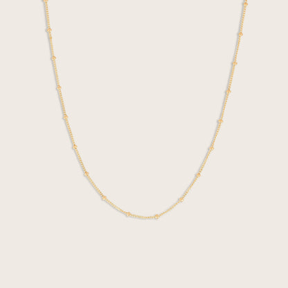 14k Yellow Gold Station Bead Chain Necklace