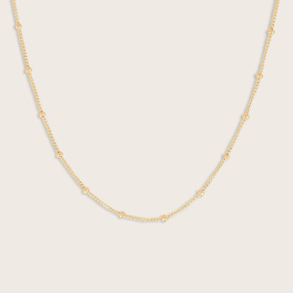 14k Yellow Gold Station Bead Chain Necklace